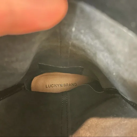 LUCKY BRAND Lefara Suede Black Slouch Ankle Bootie Boot 7 37.5 Western Leather - Picture 8 of 9